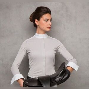 HORSEWARE IRELAND ALESSANDRO ALBANESE AA PLATINUM GIRLS KIDS SHOW SHIRT MESH EUC